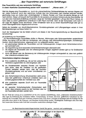 Über Feuerstätten und motorische Entlüftungen Über Feuerstätten und motorische Entlüftungen